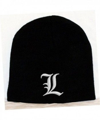 L - Signature Letter Embroidered Skull Cap - Black - CW118VU0QO3