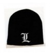 L - Signature Letter Embroidered Skull Cap - Black - CW118VU0QO3