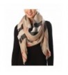 Women's Warm Oversized Checked Tartan Blanket Scarf Wrap Shawl With Brooch - Plaid-beige - CO12M7QA087