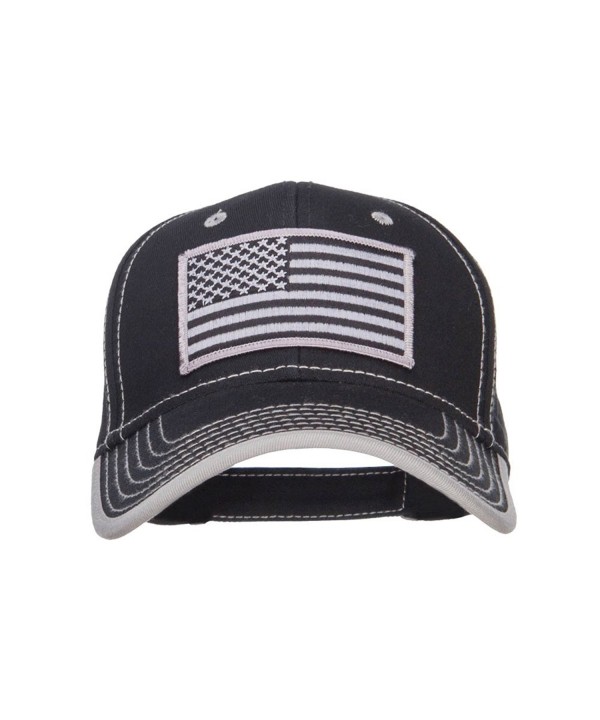 Silver American Flag Patched Superior Cotton Cap - Black Grey - C41208E8GHN