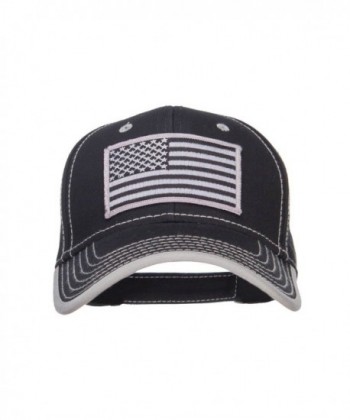 Silver American Flag Patched Superior Cotton Cap - Black Grey - C41208E8GHN