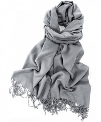 La Purse Solid Color Pashmina Shawl / Scarf - 40 Colors - Gray Flannel - C211CGO3J3P