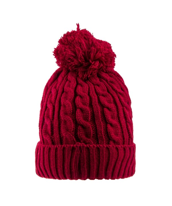 Heat Logic Womens Beanie (Wine Cable Knit With Cozy Lining and Pom) - CX183IZEHRW