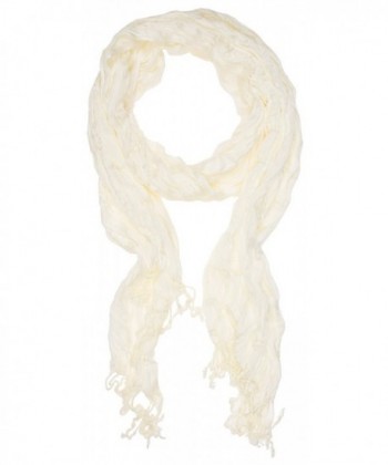 DRY77 Solid Plain Wrinkled Designer Inspired Fashion Shawl Scarf - Quarter Pearl Lusta White - C011CQKLCVF