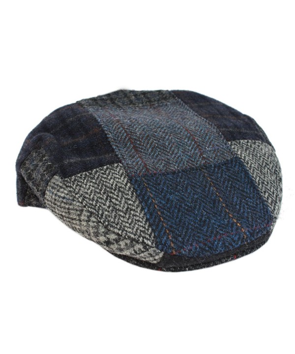 Irish Tweed Cap Patchwork Blue & Grey As Shown 100% Wool Made In ...