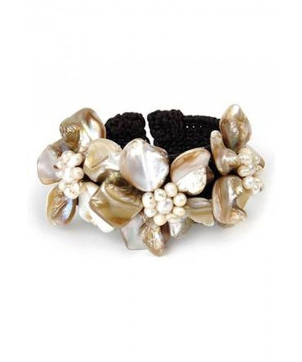 Floral Shell studded Cuff Bracelet - C7189NZWCCN