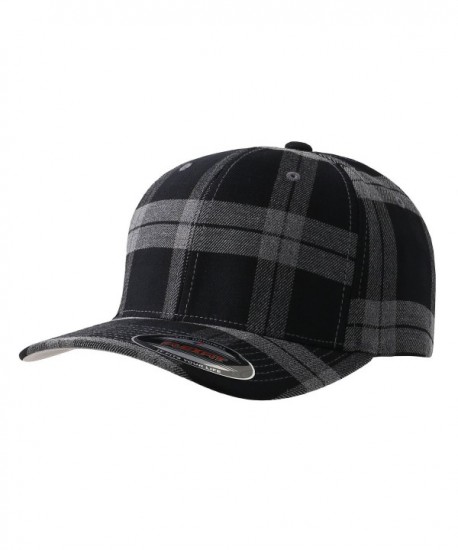 Flexfit Fitted Tartan Plaid Hat 6197 - Black_grey - C011SN60DN9