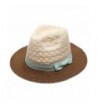 Women's Summer Crochet Floppy Mid Brim Panama Style Sun Beach Hat With Bow Band. - Mint - C817YDE98OC