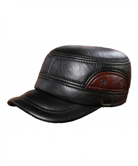 Classic Men's Real Leather Peaked Cap Winter Snow Warm Baseball Cap - Np206bl - CM17YWW3UHU