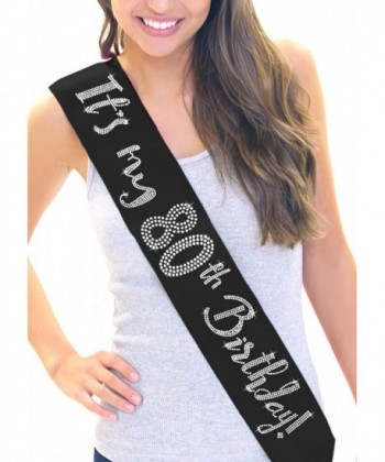 It's My 80th Birthday! Women's Rhinestone Sash by RhinestonSash.com - Black - C712J6MAPM1