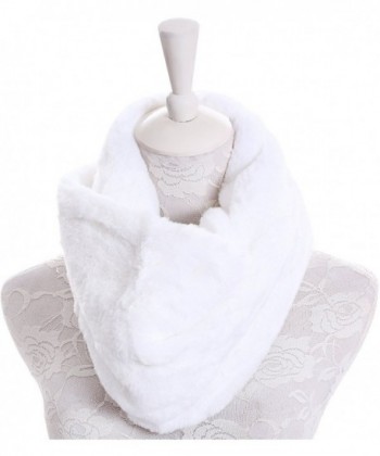 Plush Infinity Scarves For Women Girls Fleece Neck Warmers Circle Loop Scarf - White - CJ188LYO323