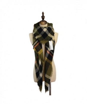 Women's Cozy Tartan Scarf Wrap Shawl Neck Stole Warm Plaid Checked Pashmina - Green - C612MXOPJXX