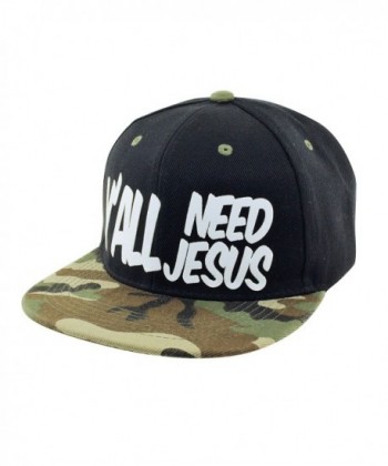Y'ALL NEED JESUS 3D Logo Snapback Baseball Hat - Black-camo - CI17YIW7IKZ