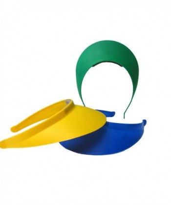 3 1 each Blue Green Yellow Women's Adult Plastic Sun Visors - C212EKJDW5D