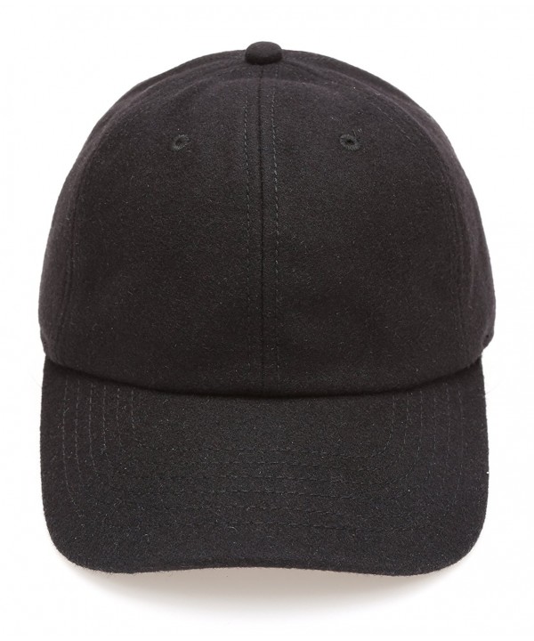 MIRMARU Men's Wool Blend Baseball Cap With Adjustable Size Strap - Black - CK187NI5XED