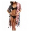 MIRMARU Women's Summer American Flag Beach Cover up Poncho Tunic Top Scarf Wrap. - Kimono - Usa Flag - CY180TSZC6A