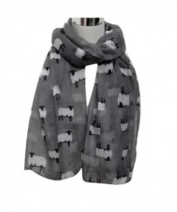 Women Fashion Cute Sheep Print Scarf Long Soft Scarf Wrap Shawl Stole Scarves - Gray - CB129SSUX0X