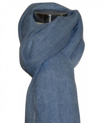 Handcrafted Flax Linen Scarf In Sky Blue & White Melange. X1683 - C0182XL2XQI