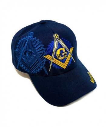 Snapking Navy Blue and Gold Freemason Mason Hat Masonic Lodge Ball Baseball Cap - CM189HG9RI3