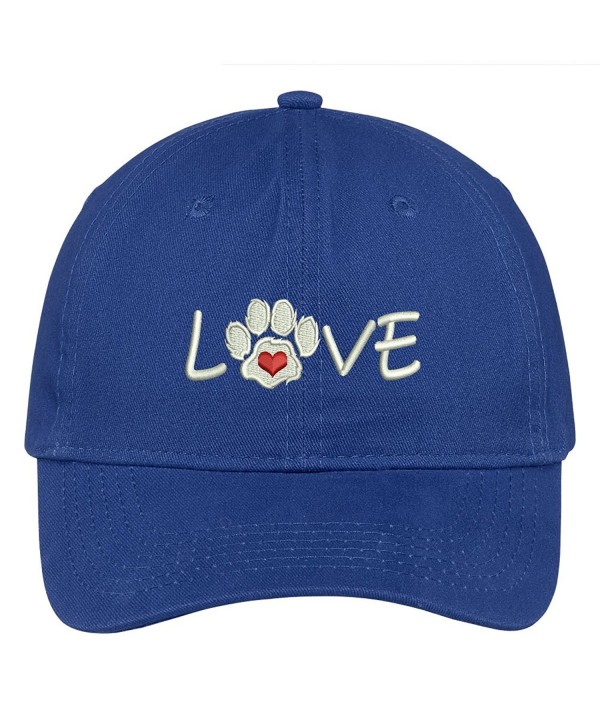 Trendy Apparel Shop Paw Print Heart Love Embroidered Low Profile Soft Cotton Brushed Cap - Royal - CZ12O6THS14