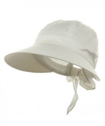 Ladies White Wide Brim Cotton Garden Beach Hat w/ Tie Back - CG11RBPZ10N