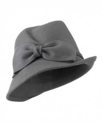 Wool Felt Fedora with Big Bow - Grey - CO11GZAJH8B