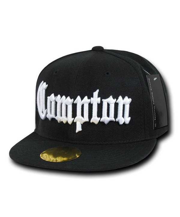 City Name Old English Embroidered Flat Bill Snapback Cap - Black/Compton - CJ12F0NUGRP