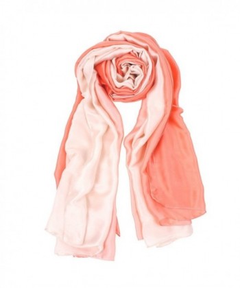 Cackss Silk Scarf Winter Womens' Gradient Color Scarf Summer Beach Towel 77x 39inches - Pink - C312O342BC0