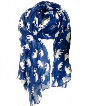 V28 Gorgeous Blue Elephant Print Long & Soft Scarf Shawl/Wrap - Large - CJ119FCVO8D