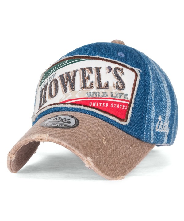 ililily Howel's Distressed Vintage Washed Cotton Denim Baseball Cap Trucker Hat - Middle Blue - CM17YIOIG0Q