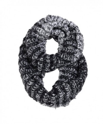 HUE21 Women's Comfy Two Tone Basic Knit Infinity Scarf - Black - CA11QN011D3