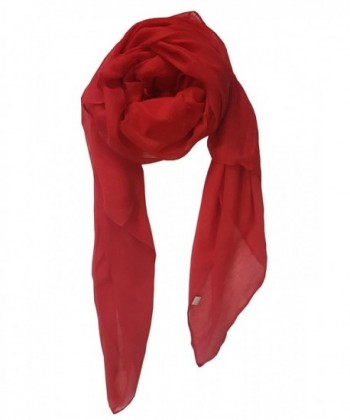 SoLine Solid Color Scarves Shawl Blanket Warm Warp lightweight Large Scarf for Women - Red - CK186N58TNI