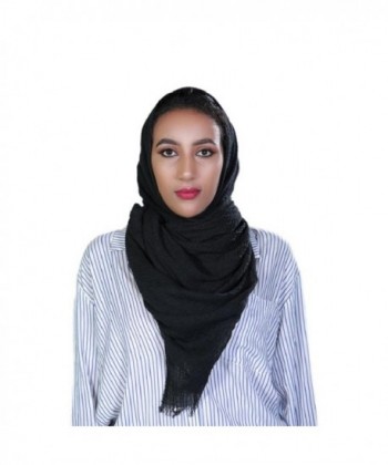 Wrinkle fringes popular muffler pashmina - Black - C5182AEMCSU