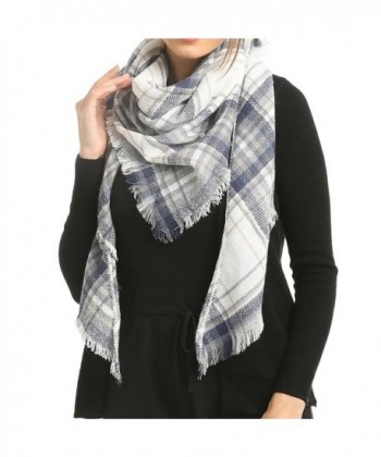 Blanket Scarf Poncho Plaid Women - Unisex Kimono Fashion Scarves - Gray - CD1882QT5G7