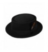 MLN Men's Pork Pie Wool Felt Fedora Black - CE188ZC0ZEK