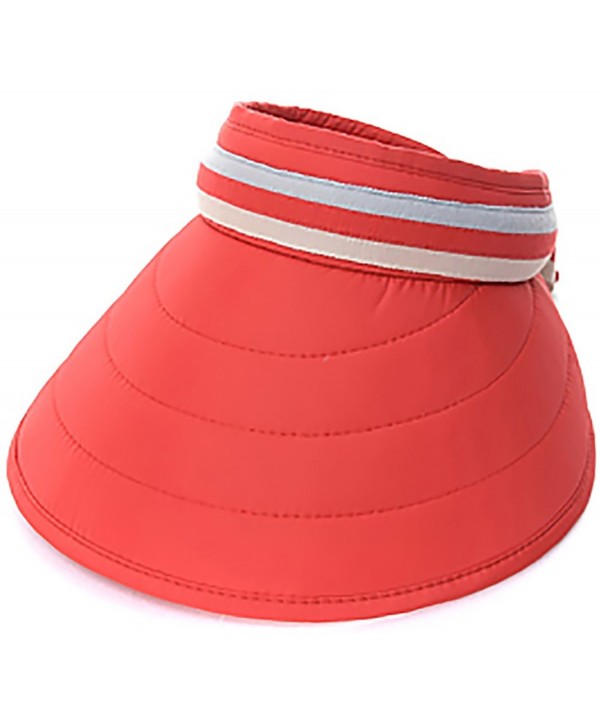 Sunfree Sports Headache Free Ribbon Tie Wide Brim UV Protection Sun Visor Hat Four Seasons For Women - Red - CH187I30CZS