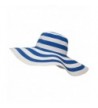 Roffatide Women's UPF50+ Foldable Striped Straw Sun Hat Floppy Wide Brim Beach Cap - Blue - CD183K367GN
