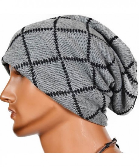 MEXUD Mens Winter Warm Knit Ski Crochet Slouch Hat Unisex Women Cap Oversized Beanie - Gray - CU12O2N48LQ