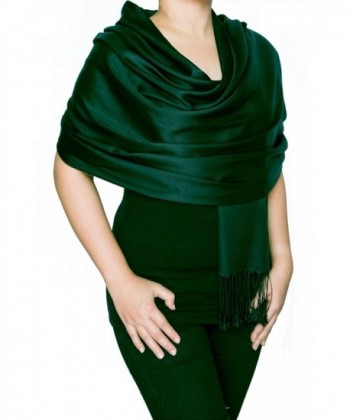Opulent Luxury Women's Pashmina Silk Wrap Scarf Soft Shawl - 70 x 28 - Inch Long - Blue Black - CI12NR5D0ER
