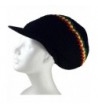 Rasta Dread Knit Tam Hat - Large Round Black/Red/Yellow/Green- with Brim - CI11YIYGY6P