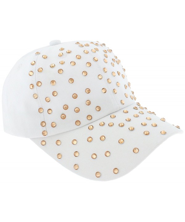 Capelli New York Ladies Rhinestone Baseball Cap - White Combo - CA1805H2QUY