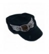 Olive & Pique Women's Rhinestone Football Wing Cadet Hat - Black - CY12O7TEO6T