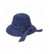 Dahlia Women's Summer Sun Hat - Stylish Crochet Wide Brim Straw Hat - Navy Blue - CJ11ZR0WW29