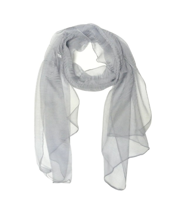 Light Soft Scarves -Chiffon Vintage Solid Color Scarf - Gray - CW182Y85T9K