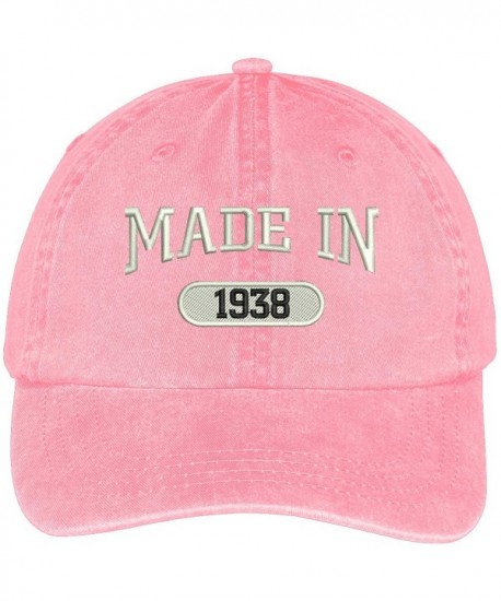 Trendy Apparel Shop 80th Birthday - Made In 1938 Embroidered Low Profile Washed Cotton Baseball Cap - Pink - CS12NZ0Z5LE