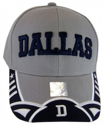 BVE Sports Novelties Dallas Texas Men's Stars & Stripes Adjustable Baseball Cap - Script Gray/Navy - C0182KQQNA0