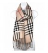 Pashmina Silk Scarf Plaid Checker Pattern Long Soft Shawl Wrap Cape - Beige - CP1870D8Z8D