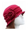 BecyWell Women Girls Winter Fashion Floral Trimmed Fedoras Beanie Cap - Maroon - CE1887RYAAE