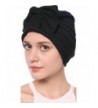 Ababalaya Women's Elegant Stretch Bow Leopard Indian Cap Muslim Turban 6 Colors - Black - C1183MG8M83