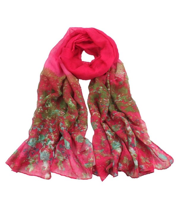 Sunward Fashion Beautiful Womens Ladies Flower Pashmina Shawl Wrap Beach Scarf - Hot Pink - C1122V1D47D